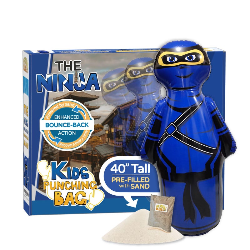 INFLATABLE DUDES Ninja Toy 40 Inches Kids Punching Bag Already Filled with Sand Bop Bag Inflatable Bopper Boxing Ninja Birthday Party Punching Bag for Kids Little Dudes Nobi - Image 4