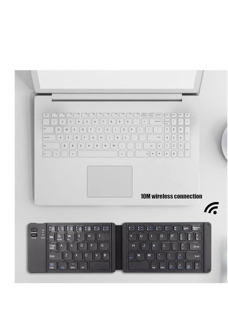 Ultrathin Foldable Wireless Keyboard 3 Devices Mini Portable Rechargeable Bluetooth Keyboard 64 Keys Compatible with Ios Windows Android Tablet Laptop Phone