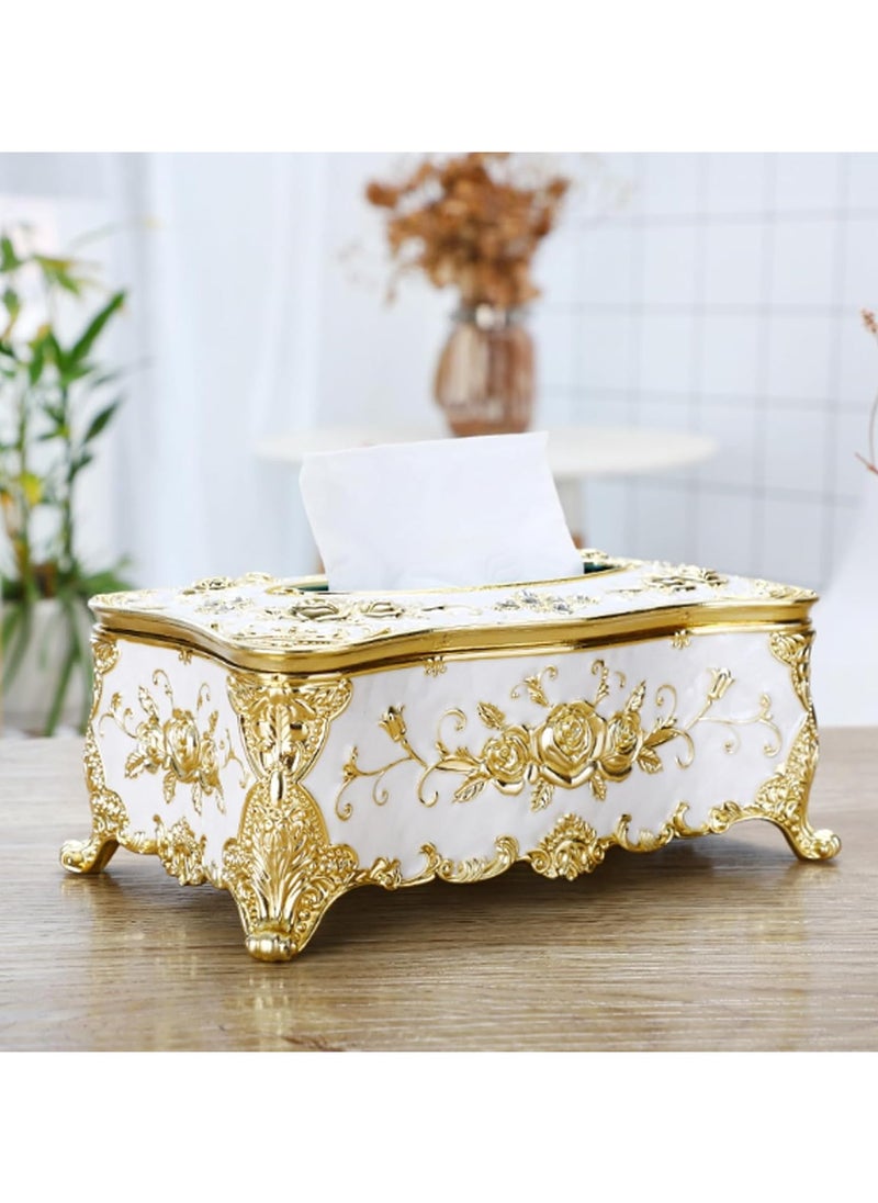 Generic Tissue Box Cover Tissue Box Holder Facial Tissue Paper Organizer Luxury Facial Napkin Holder for Home, Gold, 1 Pcs  - Image 2