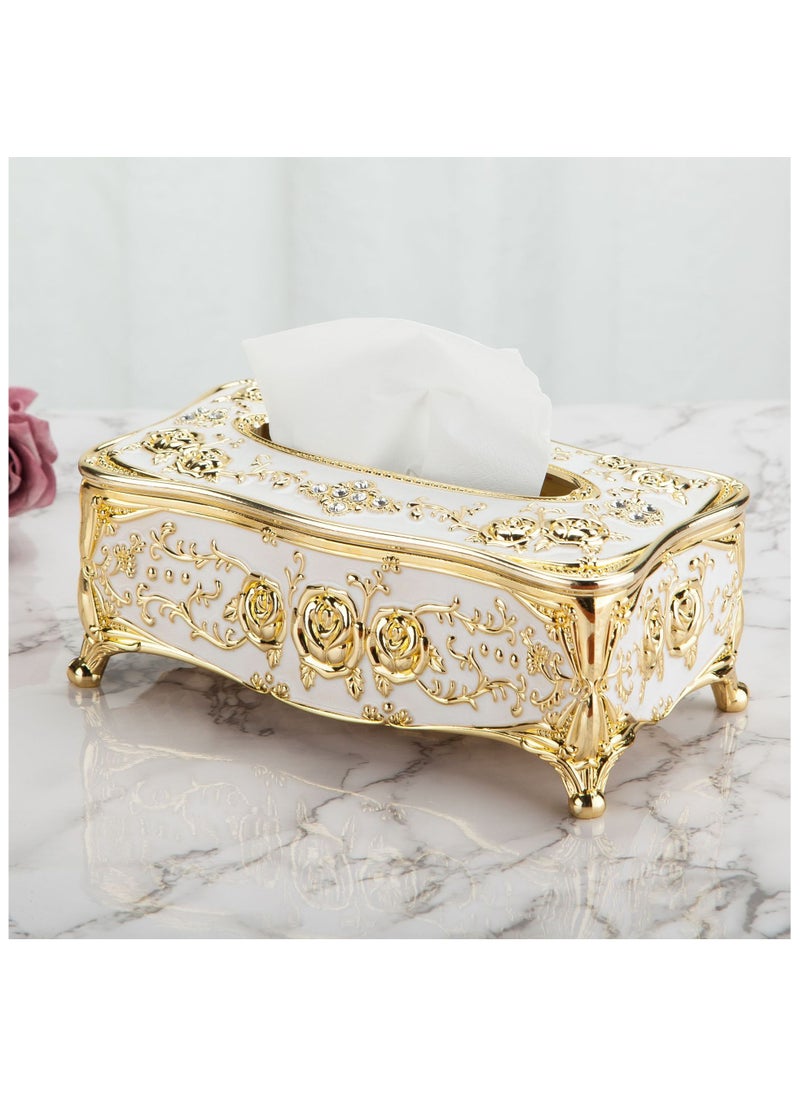 Generic Tissue Box Cover Tissue Box Holder Facial Tissue Paper Organizer Luxury Facial Napkin Holder for Home, Gold, 1 Pcs  - Image 3