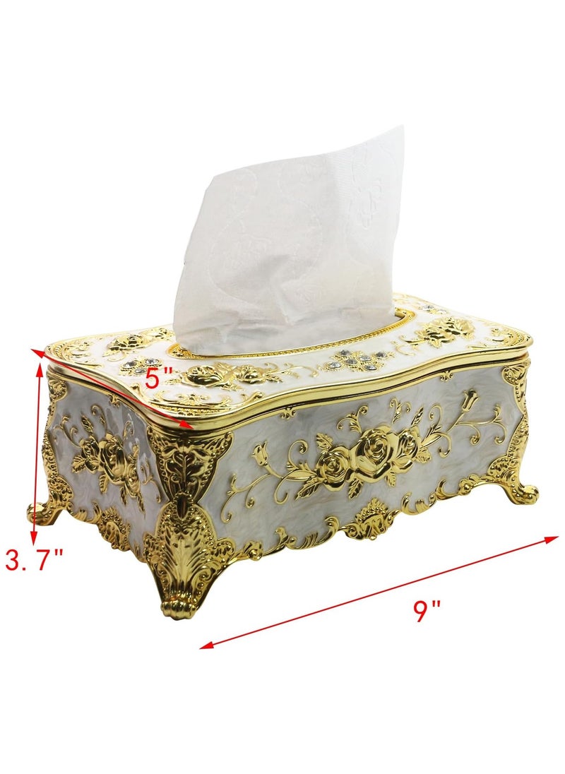 Generic Tissue Box Cover Tissue Box Holder Facial Tissue Paper Organizer Luxury Facial Napkin Holder for Home, Gold, 1 Pcs  - Image 4