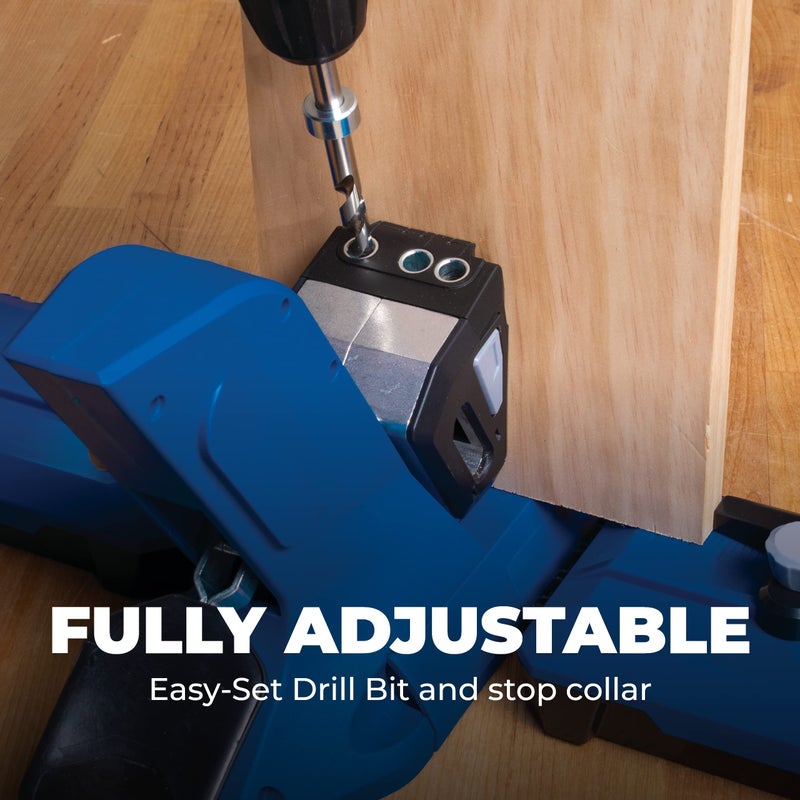 Kreg أداة كريغ KPHJ720PRO لعمل الثقوب الجيبية 720PRO - سهولة التثبيت والتعديل - تشمل براغي كريغ المتينة لعمل الثقوب الجيبية - للمواد بسماكة من 1/2" إلى 1 1/2" - Image 3