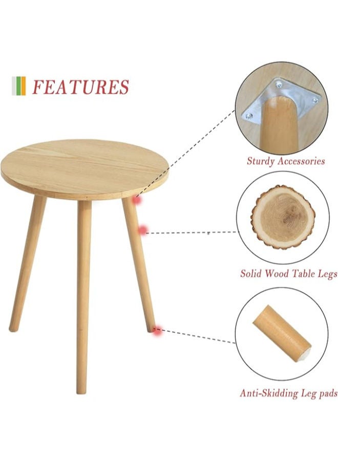 Generic AWASEN Round Side Table – Small Accent Table, Nightstand for Small Spaces, Living Room, or Office, 16" D x 19.5" H (Natural Walnut) - Image 4