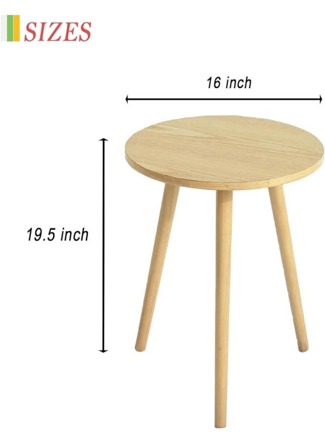 Generic AWASEN Round Side Table – Small Accent Table, Nightstand for Small Spaces, Living Room, or Office, 16" D x 19.5" H (Natural Walnut) - Image 2