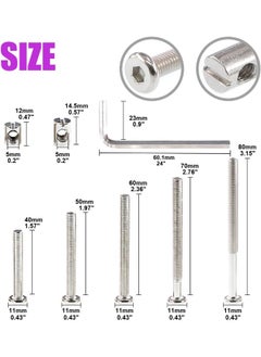 100 قطعة من براغي أدوات سرير الأطفال المطلية بالنيكل M6 × 40/50/60/70/80 مم، غطاء رأس سداسي لسرير الأطفال ومسامير وصواميل أسطوانية مع مفتاح ألين واحد مثالي لأثاث أسرة الأطفال وبراغي سرير الأطفال - pzsku/ZBC79AA28EE7B6D034332Z/45/_/1722069097/4b05c111-8870-4d83-b2bb-a07f9e216425
