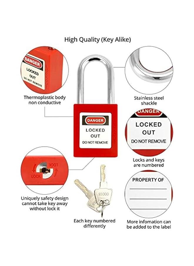 Arabest Lockout Tagout Station with Loto Kits - PP Lockout Station, 6 Safety Padlocks (Keyed Alike), 2 Hasps, 32 Tags, 20 Zip Ties - Industrial, Electric Power, Machinery Safety  - Image 4