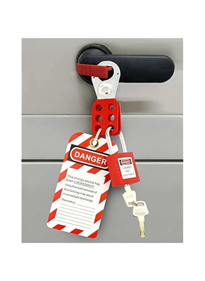 Arabest Lockout Tagout Station with Loto Kits - PP Lockout Station, 6 Safety Padlocks (Keyed Alike), 2 Hasps, 32 Tags, 20 Zip Ties - Industrial, Electric Power, Machinery Safety  - Image 5