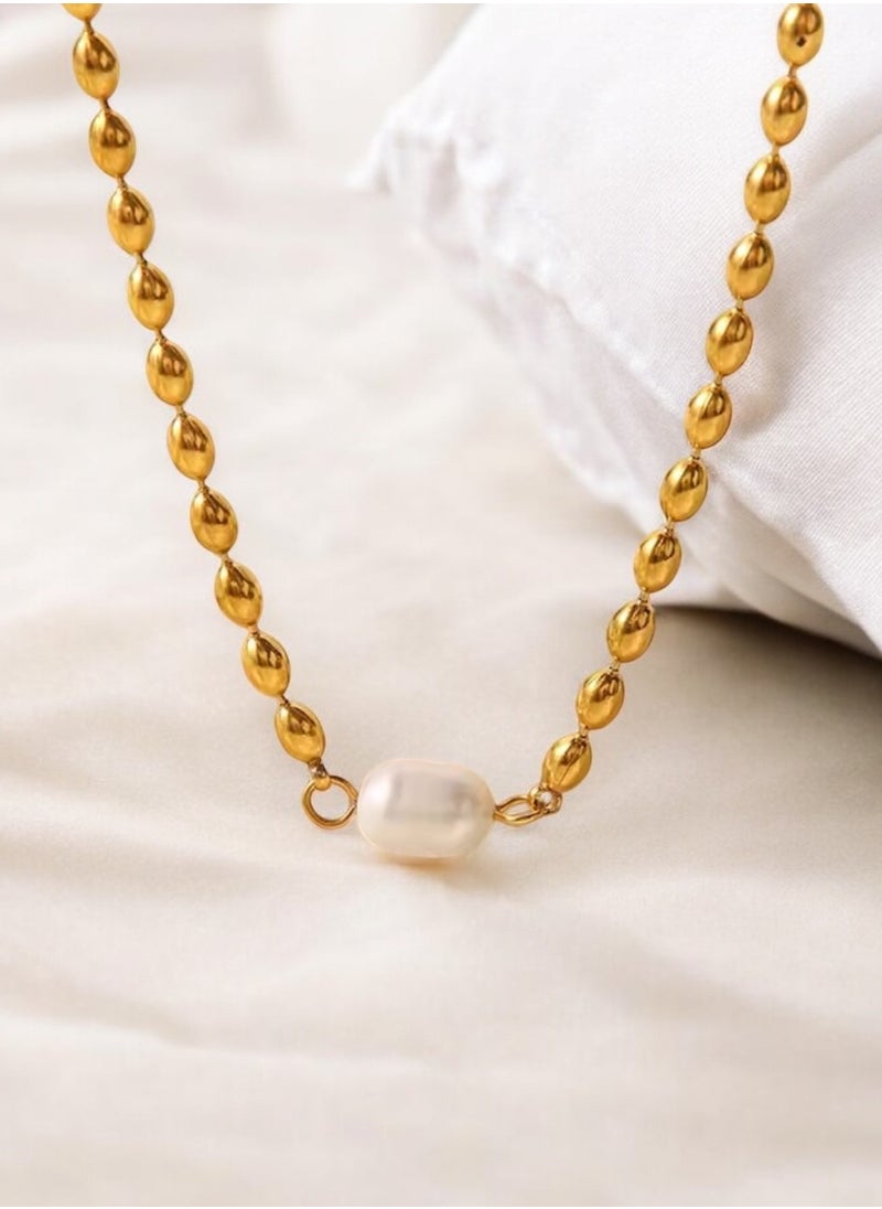 Noon-chi - Elegant Stainless Steel Gold Plated Necklace For Women - Image 1