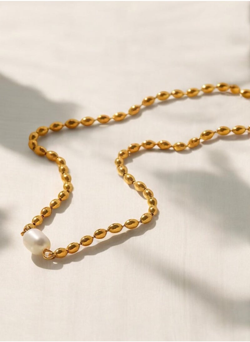 Noon-chi - Elegant Stainless Steel Gold Plated Necklace For Women - Image 1