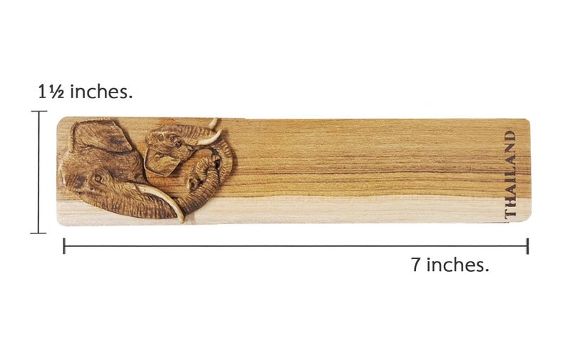 WitnyStore Carved Wooden Bookmark 7" Head of Elephants Hold Trunks Side Face - Unique Design Handmade Bookmarks Thai Craft Accessories Decorative Collectible Thailand Souvenir Gift Readers Book Lovers - Image 4