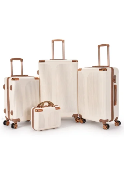 LIMRA Travel Bags 4-Piece Luggage Set – Beige/Gold – Lightweight, Durable with 360° Spinner Wheels and Built-in Lock