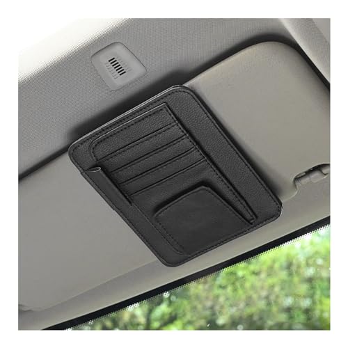 Augeny Car Sun Visor Organizer Small Auto Visor Organizer and Storage Registration and Document Holder Vehicle Accessories for Sunglasses Document Card Pen Driver License Black - Image 1