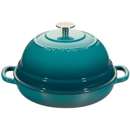 EDGING CASTING Enameled Cast Iron Dutch Oven Pot with Lid, Round Bread Oven for Homemade Sourdough Bread Baking, 6 Quart, Darkcyan - Image 1