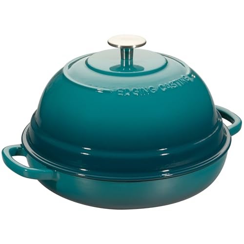 EDGING CASTING Enameled Cast Iron Dutch Oven Pot with Lid, Round Bread Oven for Homemade Sourdough Bread Baking, 6 Quart, Darkcyan - Image 4