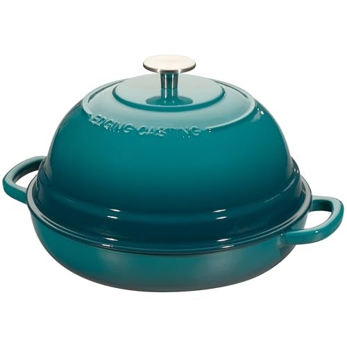 EDGING CASTING Enameled Cast Iron Dutch Oven Pot with Lid, Round Bread Oven for Homemade Sourdough Bread Baking, 6 Quart, Darkcyan - Image 2