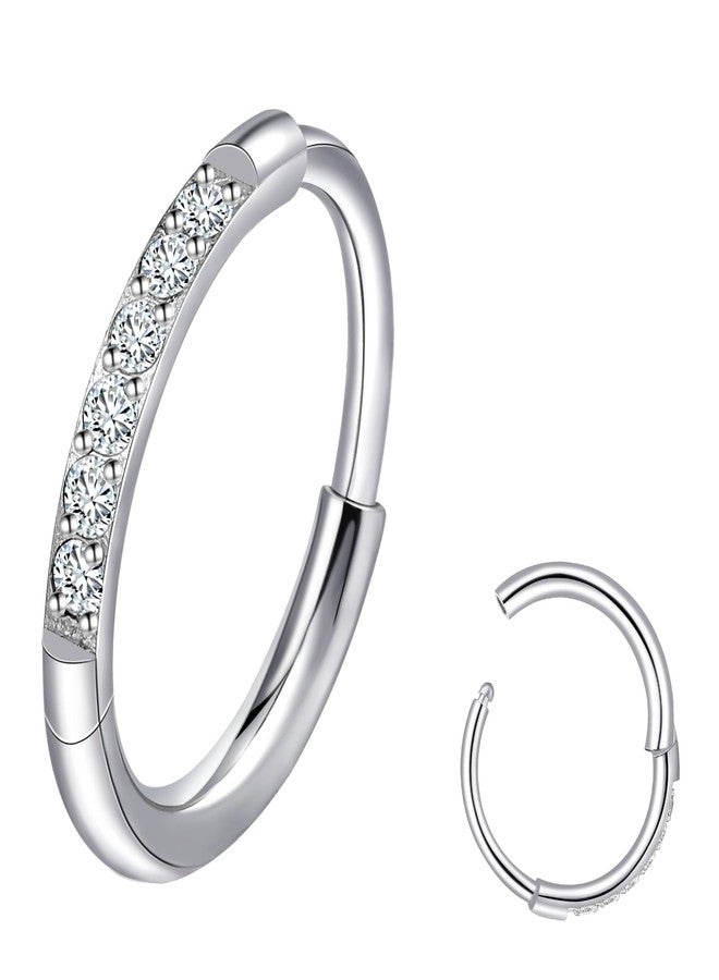 limerencia G23 Titanium Nose Ring Hoop,8mm/10mm Cubic Zirconia Nose Ring Cartilage Hoop Earring Septum Ring Tragus Conch Helix Daith Lip Piercing Jewelry for Women Men - Image 1