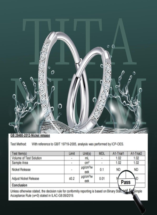 limerencia G23 Titanium Nose Ring Hoop,8mm/10mm Cubic Zirconia Nose Ring Cartilage Hoop Earring Septum Ring Tragus Conch Helix Daith Lip Piercing Jewelry for Women Men - Image 2