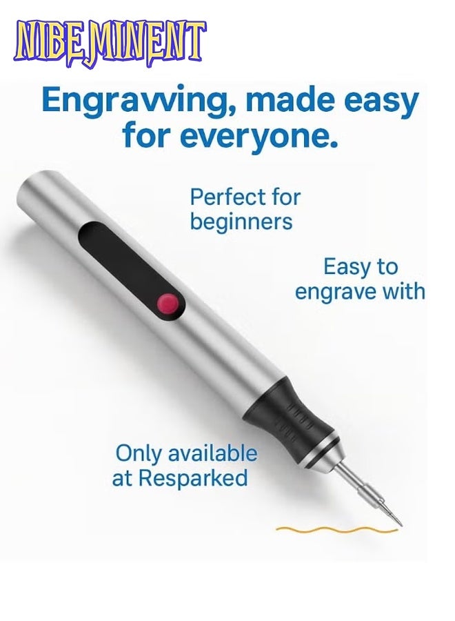 NIBEMINENT Engraver Engraving Pen Tool for Metal - Cordless Electric Etching Engraver Pen Kit with 5 Templates for Wood Glass Stone Plastic All Materials Silver/Black - Image 4