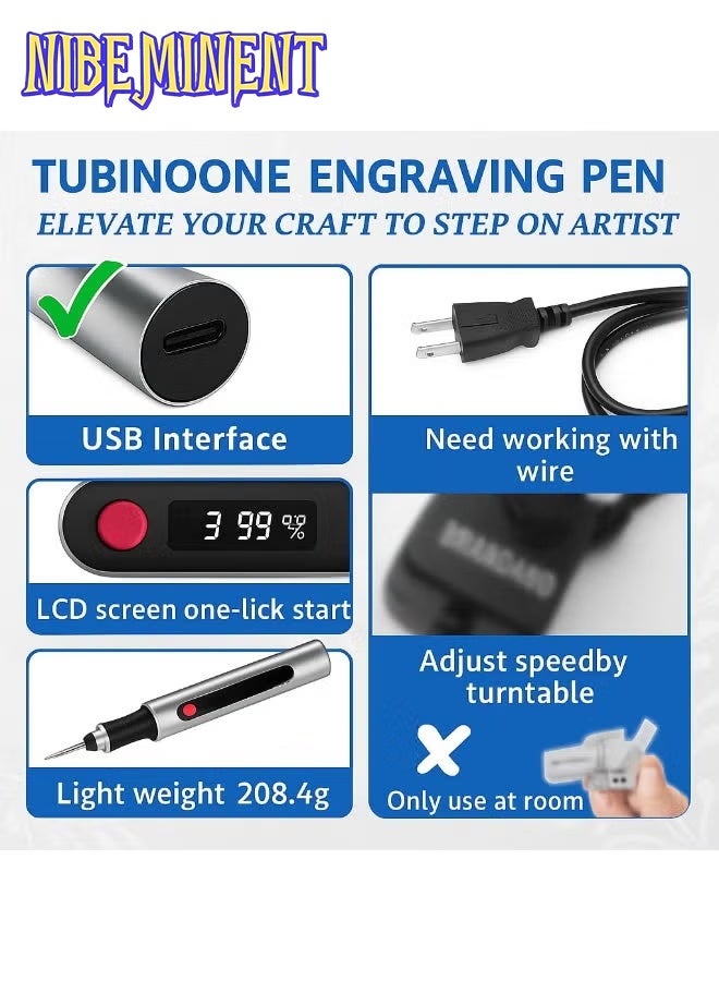 NIBEMINENT Engraver Engraving Pen Tool for Metal - Cordless Electric Etching Engraver Pen Kit with 5 Templates for Wood Glass Stone Plastic All Materials Silver/Black - Image 3