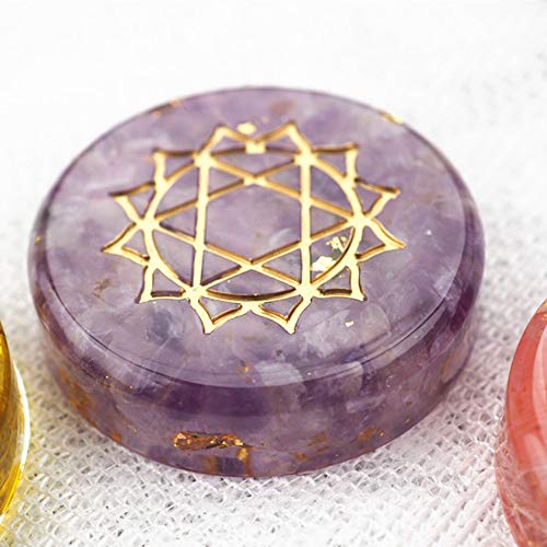 Wehous 7 Chakra Stones Resin Molds 2 Pack Silicone Round Reiki Healing Crystal with Engraved Chakra Symbols Epoxy Resin Casting Mould DIY Crafts Jewelry Pendant Keychain Home Decor Ornament - Image 4
