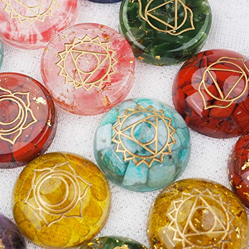 Wehous 7 Chakra Stones Resin Molds 2 Pack Silicone Round Reiki Healing Crystal with Engraved Chakra Symbols Epoxy Resin Casting Mould DIY Crafts Jewelry Pendant Keychain Home Decor Ornament - Image 3