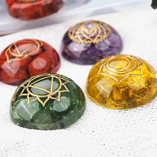 Wehous 7 Chakra Stones Resin Molds 2 Pack Silicone Round Reiki Healing Crystal with Engraved Chakra Symbols Epoxy Resin Casting Mould DIY Crafts Jewelry Pendant Keychain Home Decor Ornament - Image 5
