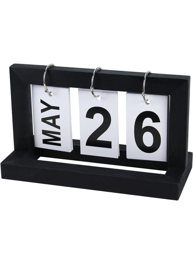 NIIMBOT Wooden Desk Calendar, Perpetual Flip Calendar with Large Display, Reusable Vintage Desktop Calender for Office Desktop Home Decro Ornaments - Image 4