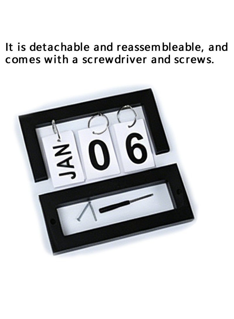 NIIMBOT Wooden Desk Calendar, Perpetual Flip Calendar with Large Display, Reusable Vintage Desktop Calender for Office Desktop Home Decro Ornaments - Image 2