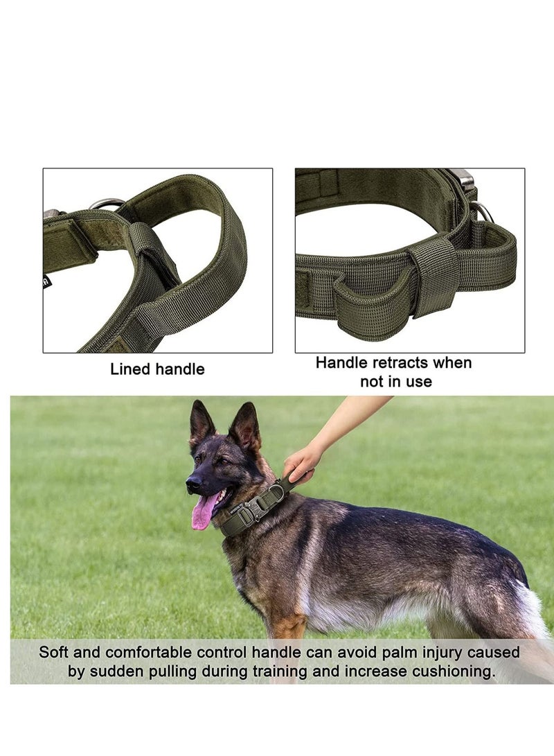 SYOSI Tactical Dog Collars, Adjustable Thick Nylon K9 with Handle for  Training Quick Release Heavy Duty Metal Buckle Military for Small Medium Large (M 38-47CM) - Image 2