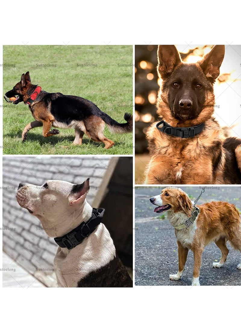 SYOSI Tactical Dog Collars, Adjustable Thick Nylon K9 with Handle for  Training Quick Release Heavy Duty Metal Buckle Military for Small Medium Large (M 38-47CM) - Image 3