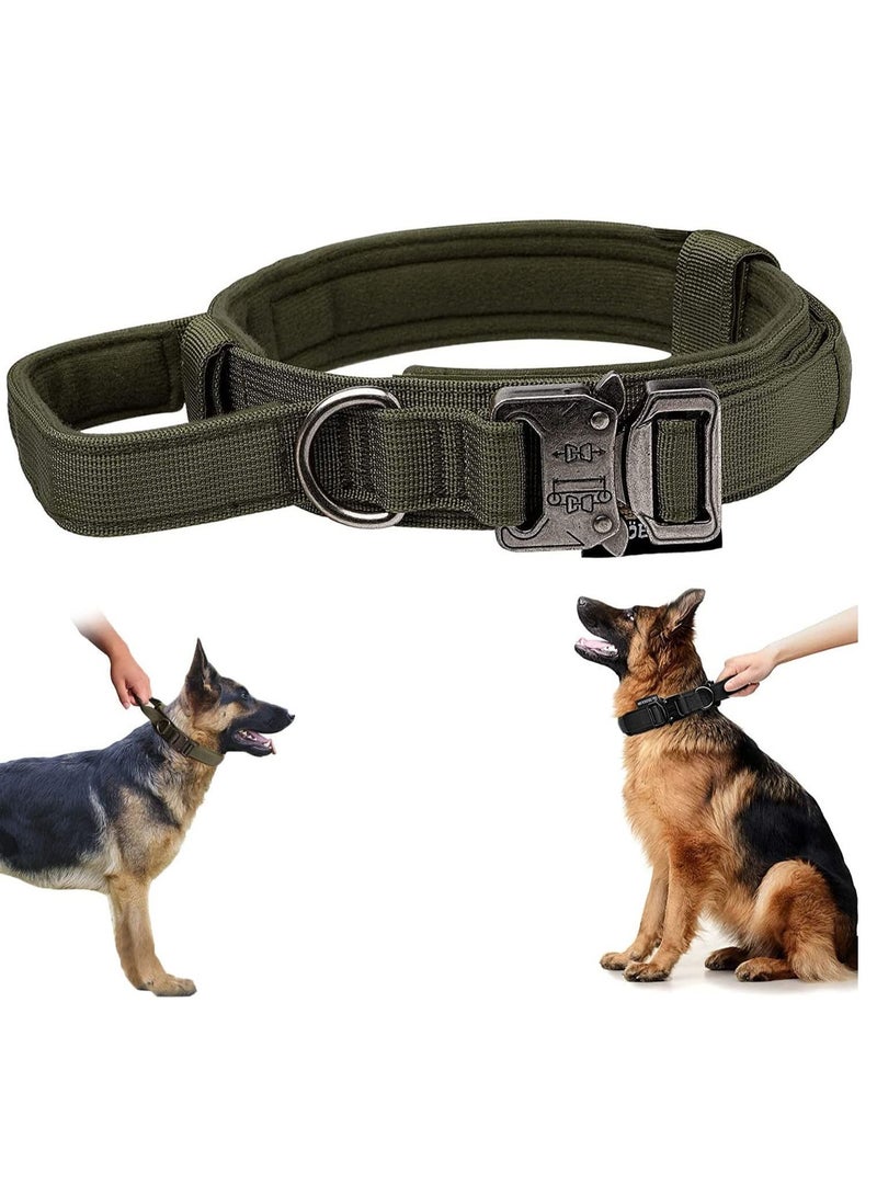 SYOSI Tactical Dog Collars, Adjustable Thick Nylon K9 with Handle for  Training Quick Release Heavy Duty Metal Buckle Military for Small Medium Large (M 38-47CM) - Image 1