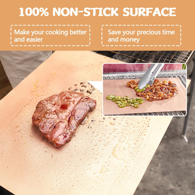 Demiwise Copper Grill Mats for Ourdoor Grill Set of 6,Heavy Duty Non-Stick BBQ Grill Mats,Reusable & Easy to Clean for Gas,Charcoal & Electric Grills-15.75 x 13 Inch - Image 4