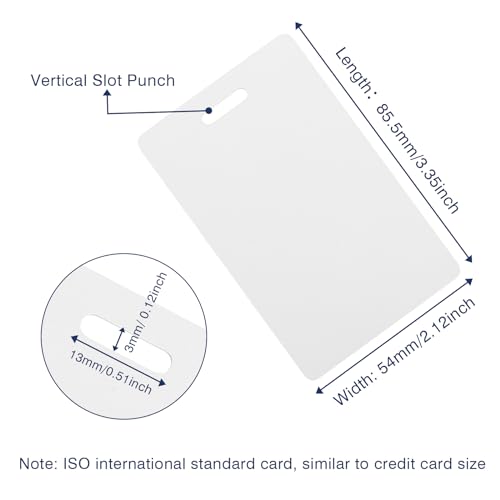 CAETOUNG 20 Pack Premium Blank PVC Cards with Slot Punch on Short Side - Vertical Slot Punch Blank ID Cards- CAETOUNG CR80 30 Mil Graphic Quality White Plastic Cards for Photo ID Badge Printers - Image 2