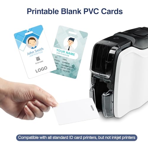 CAETOUNG 20 Pack Premium Blank PVC Cards with Slot Punch on Short Side - Vertical Slot Punch Blank ID Cards- CAETOUNG CR80 30 Mil Graphic Quality White Plastic Cards for Photo ID Badge Printers - Image 5
