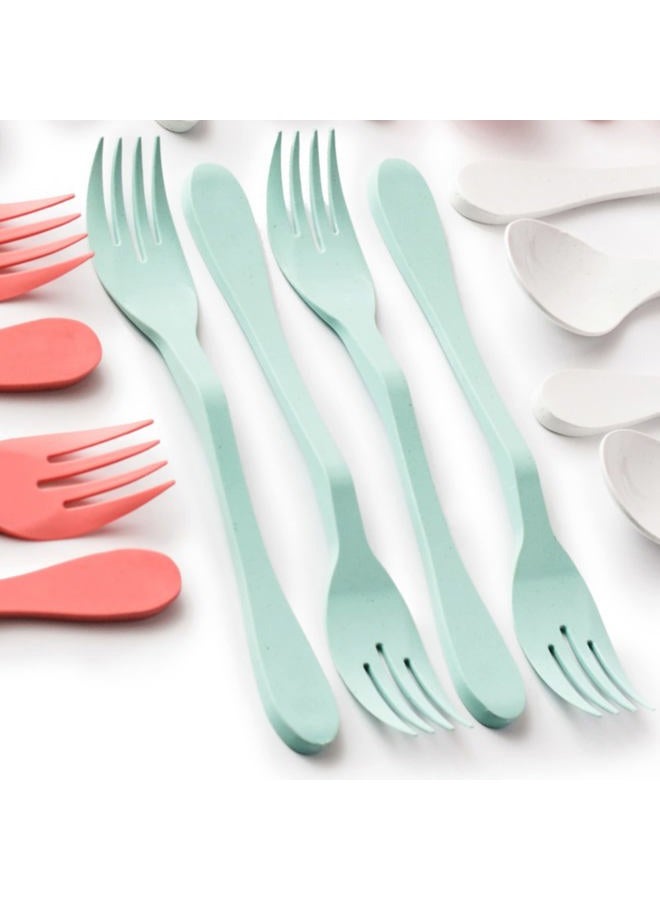 Knork Eco Fork Bamboo Plant Based Cutlery Reusable Flatware Set, 12 Piece Knork fork, Mint - Image 1