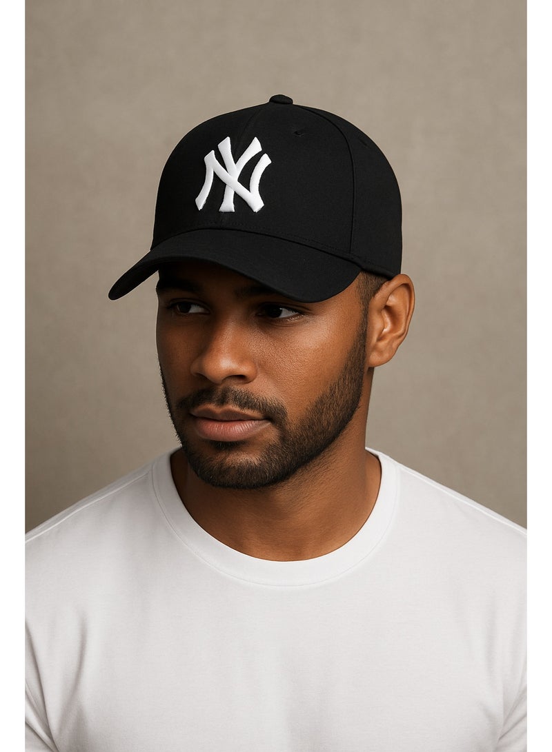 Black NY Baseball Cap – Unisex – Adjustable Sports Hat for Men and Women – Classic and Stylish Casual Design – Perfect for Daily Wear, Sports, and Music – Authentic and Trendy NY Cap - Image 3