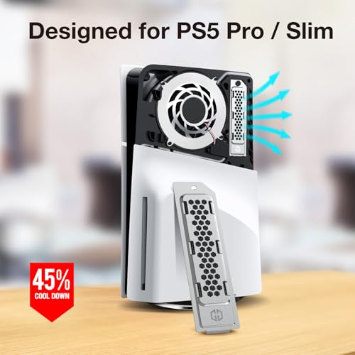 GRAUGEAR Metal Heat Dissipation Cover for PS5 Pro PS5 Slim M.2 SSD Expansion Slot | Fit for PS5 NVMe SSD with Heatsink | New Breathable Cellular Hole | Cooling and Dust Proof | Silver (PS5 Pro/Slim) - Image 3