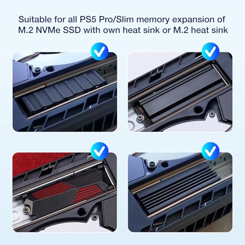 GRAUGEAR Metal Heat Dissipation Cover for PS5 Pro PS5 Slim M.2 SSD Expansion Slot | Fit for PS5 NVMe SSD with Heatsink | New Breathable Cellular Hole | Cooling and Dust Proof | Silver (PS5 Pro/Slim) - Image 5