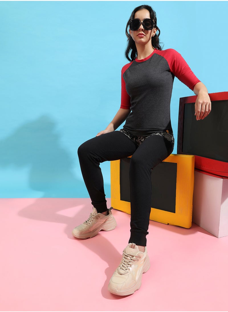 Campus Sutra Campus Sutra Women's Black Colourblocked Trackpants  - Image 5