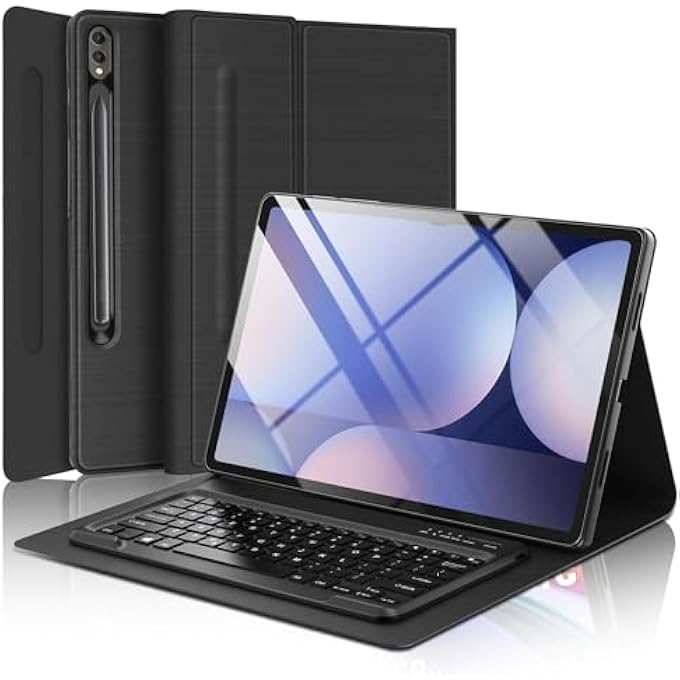 rayihni SAMSUNG GALAXY TAB S9 ULTRA KEYBOARD CASE 14.6 INCH 2023, SMART FOLIO COVER WITH S PEN HOLDER, DETACHABLE BLUETOOTH KEYBOARD FOR GALAXY TAB S9 ULTRA 2023/S8 ULTRA 2022 14.6”, BLACK - Image 1