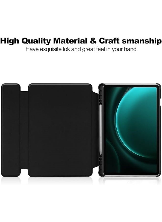 Arabic and English Keyboard Case Compatible with Galaxy Tab S9 FE Plus SM-X610/SM-X616 Case,Detachable Keyboard Clear Back Multi-Angle Viewing Stand Tablet Slim Cover