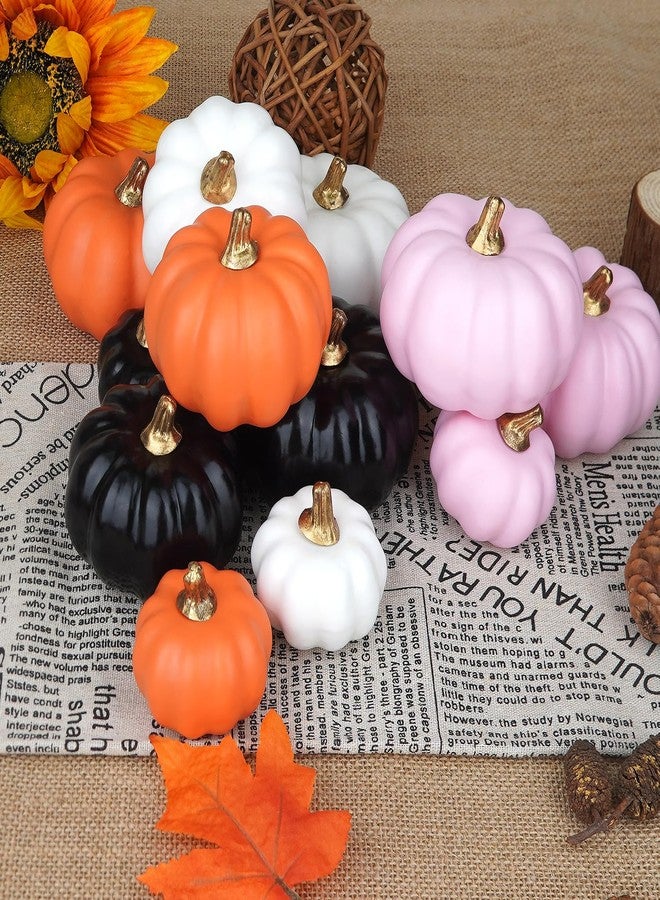Artmag Artificial Pumpkins Bulk 12Pcs Assorted Sizes and Colors Harvest Lifelike Pumpkin Fake Foam Pumpkin for Fall Autumn Halloween Home Party Thanksgiving Party Holiday Decor - Image 2