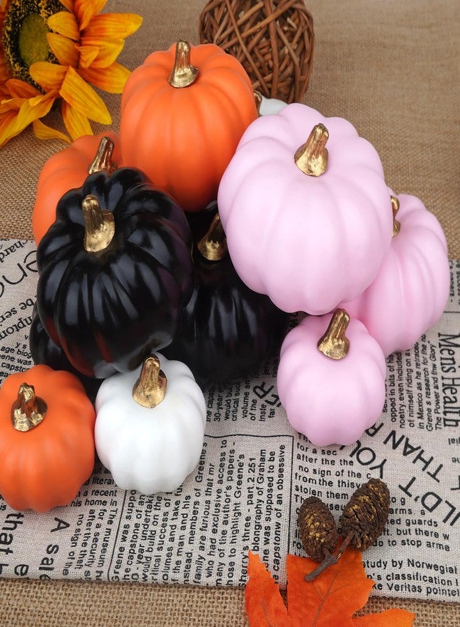Artmag Artificial Pumpkins Bulk 12Pcs Assorted Sizes and Colors Harvest Lifelike Pumpkin Fake Foam Pumpkin for Fall Autumn Halloween Home Party Thanksgiving Party Holiday Decor - Image 5