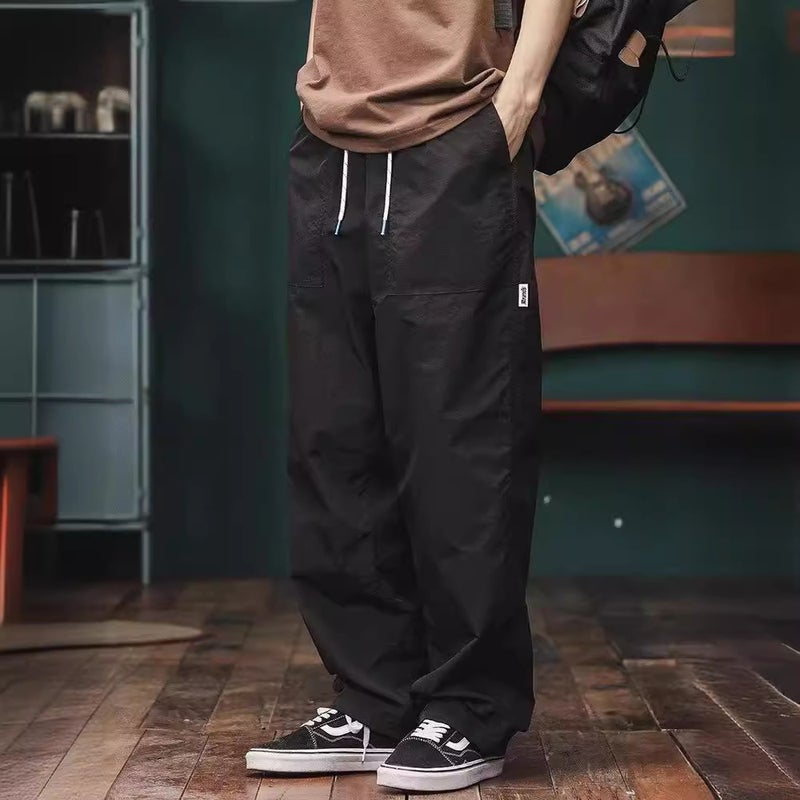 American Retro Trendy Brand Wide-Leg Overalls Boys Summer Loose Straight Casual Sports Pants - Image 4