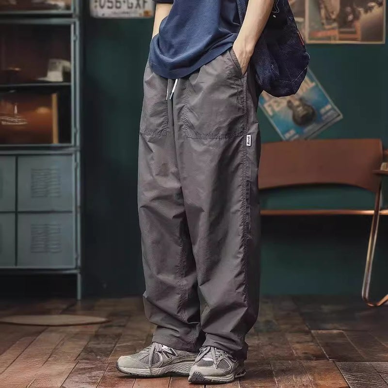American Retro Trendy Brand Wide-Leg Overalls Boys Summer Loose Straight Casual Sports Pants - Image 2