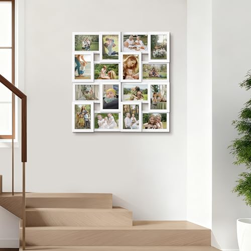 J.M.Deco Collage Picture Frames for Wall 16 Opening, Large Photo Frame Collage Wall Hanging for 4x6 Photo, Reunion Friends Family Memory, Christmas Gift -Pure White - Image 5