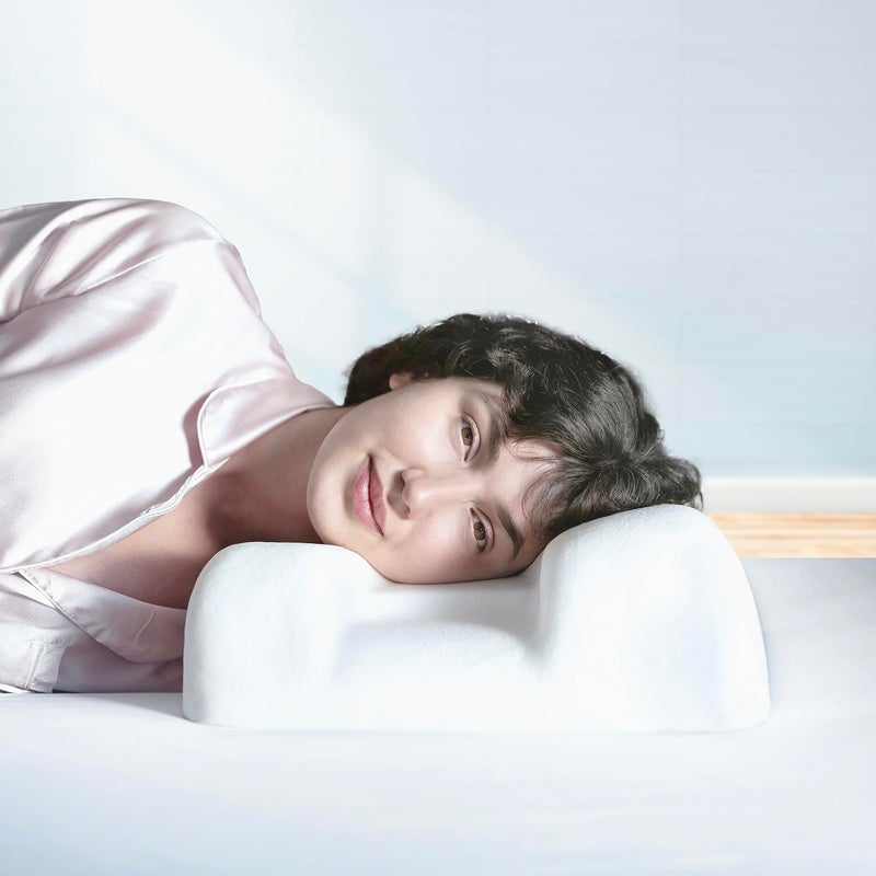 SLEEP SLEEK Flawless Face Beauty Pillow - Anti-Aging & Anti-Wrinkle Memory Foam Pillow - Cervical Neck Pillow for Neck and Shoulder Pain Relief, Perfect for Back and Side Sleepers, Includes 100% Bamboo Pillowcase  - Image 1