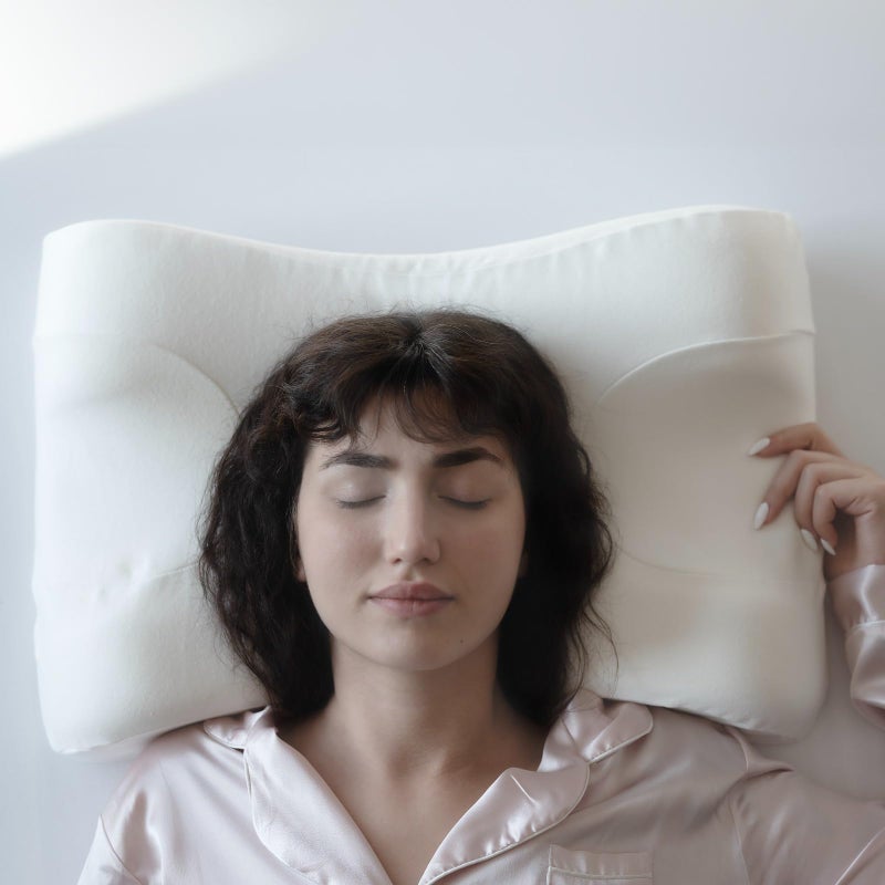 SLEEP SLEEK Flawless Face Beauty Pillow - Anti-Aging & Anti-Wrinkle Memory Foam Pillow - Cervical Neck Pillow for Neck and Shoulder Pain Relief, Perfect for Back and Side Sleepers, Includes 100% Bamboo Pillowcase  - Image 5