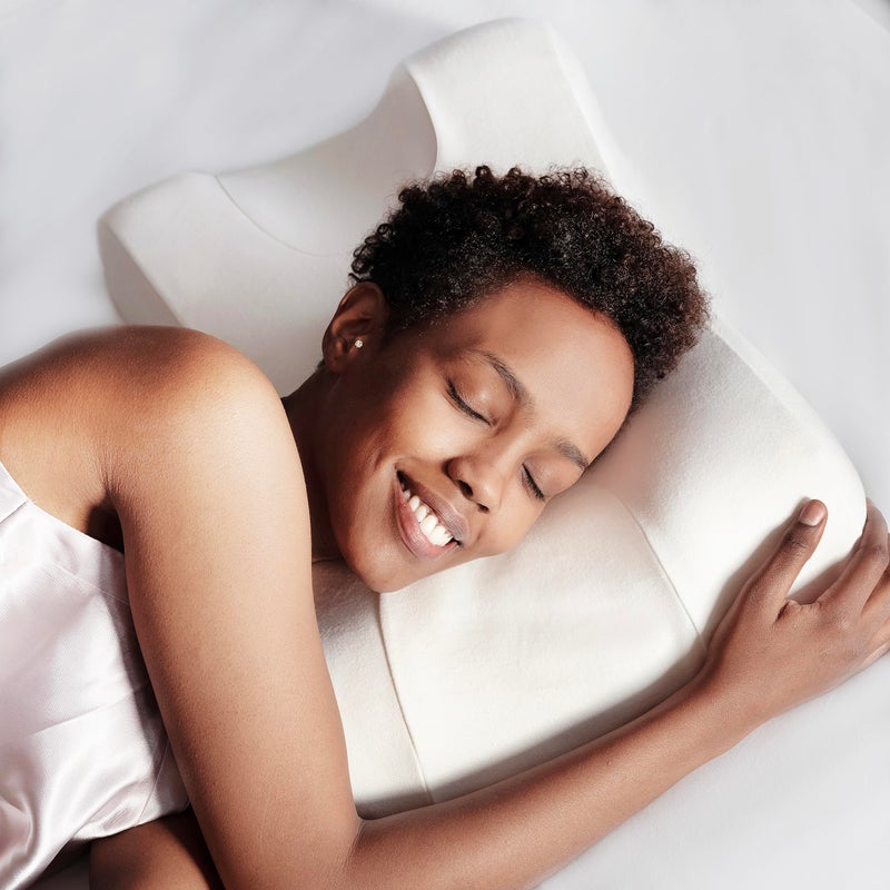 SLEEP SLEEK Flawless Face Beauty Pillow - Anti-Aging & Anti-Wrinkle Memory Foam Pillow - Cervical Neck Pillow for Neck and Shoulder Pain Relief, Perfect for Back and Side Sleepers, Includes 100% Bamboo Pillowcase  - Image 2