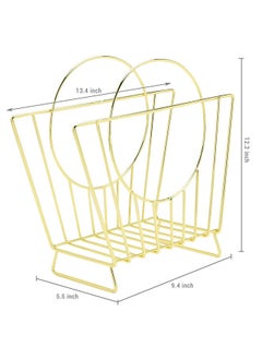 MyGift Midcentury Brass Plated Metal Free Standing Magazine Holder Document File Rack With Decorative Bag Shaped Design  - Image 4